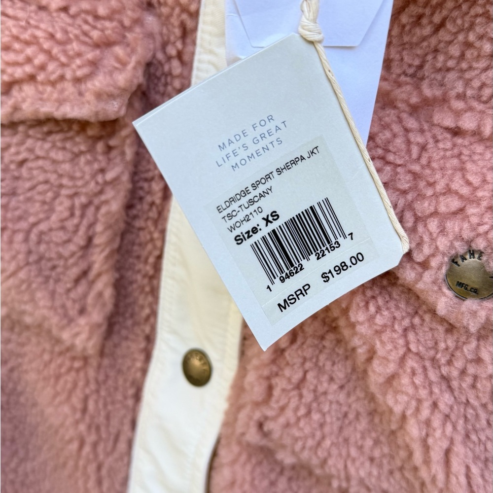 NWT Faherty Pink and Cream Teddy Jacket size XS - Picture 6 of 6